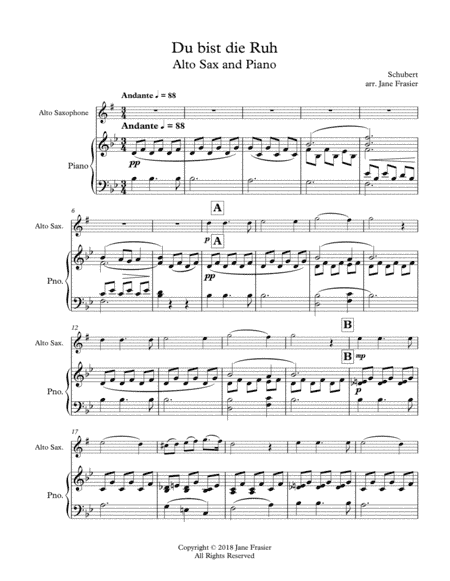 Du bist die Ruh (arr. Jane Frasier)