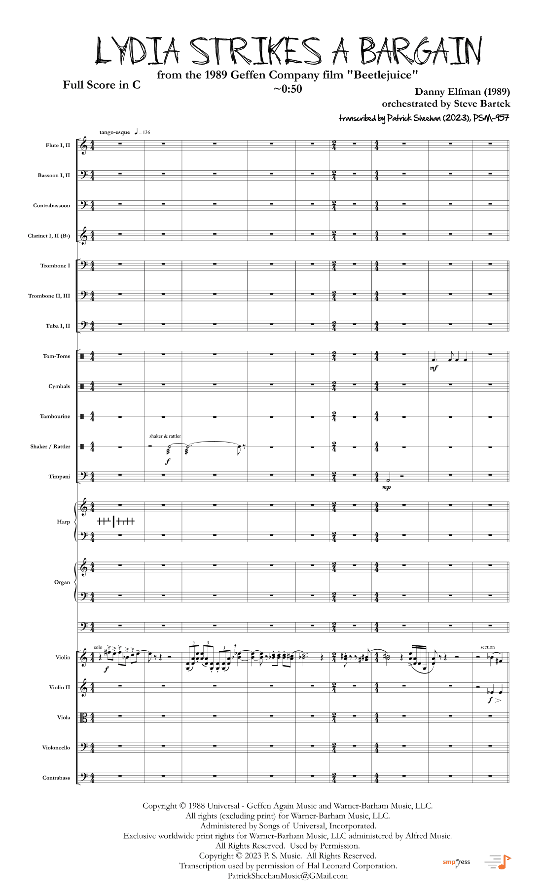 Lydia Strikes A Bargain (arr. Patrick Sheehan)