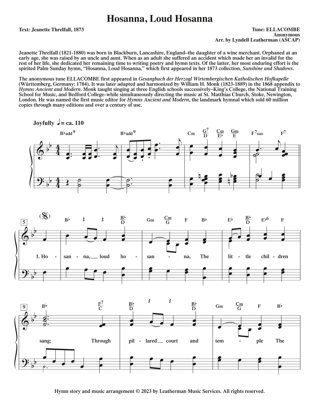 Hosanna, Loud Hosanna (arr. Lyndell Leatherman)