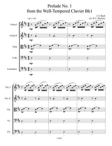 Prelude No.1 from The Well-Tempered Clavier Book 1 BWV 846 (String Orchestra) (arr. B. C. Dockery)
