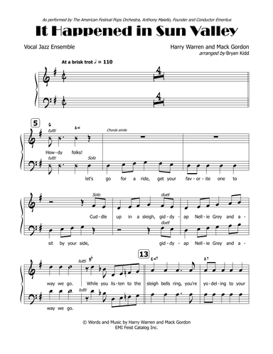It Happened In Sun Valley (arr. Bryan Kidd)