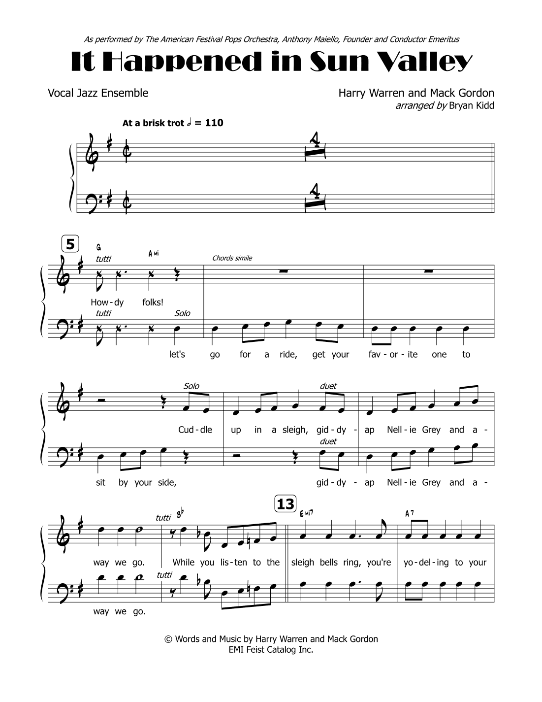 It Happened In Sun Valley (arr. Bryan Kidd)