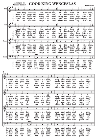 Good King Wenceslas A Cappella SATB (arr. Andrew Emmet)