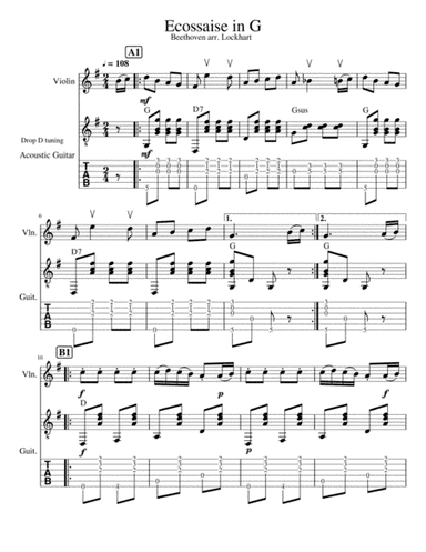 Ecossaice in G - Beethoven - arr. for violin and guitar (arr. Dave Lockhart)