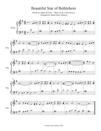 Beautiful Star Of Bethlehem (arr. Arranged by Sarah Grace Johnson)