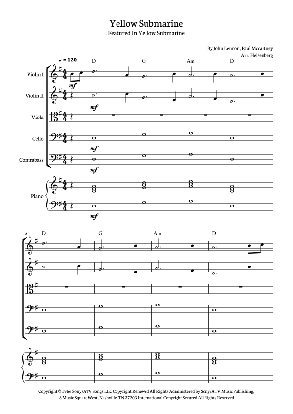 Yellow Submarine (arr. Heisenberg)