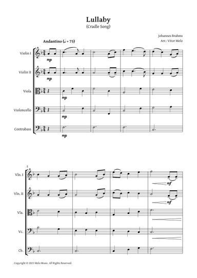 Brahms Lullaby - String Orchestra (arr. Vitor Melo)