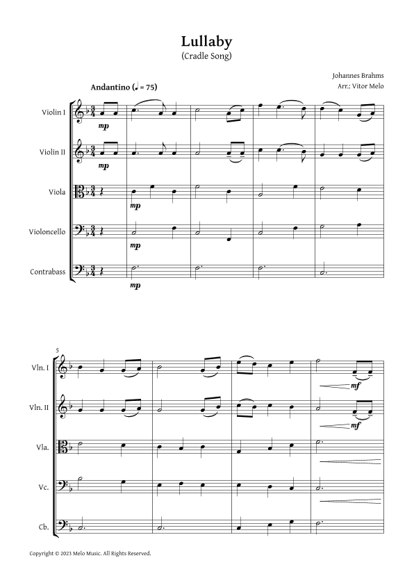 Brahms Lullaby - String Orchestra (arr. Vitor Melo)