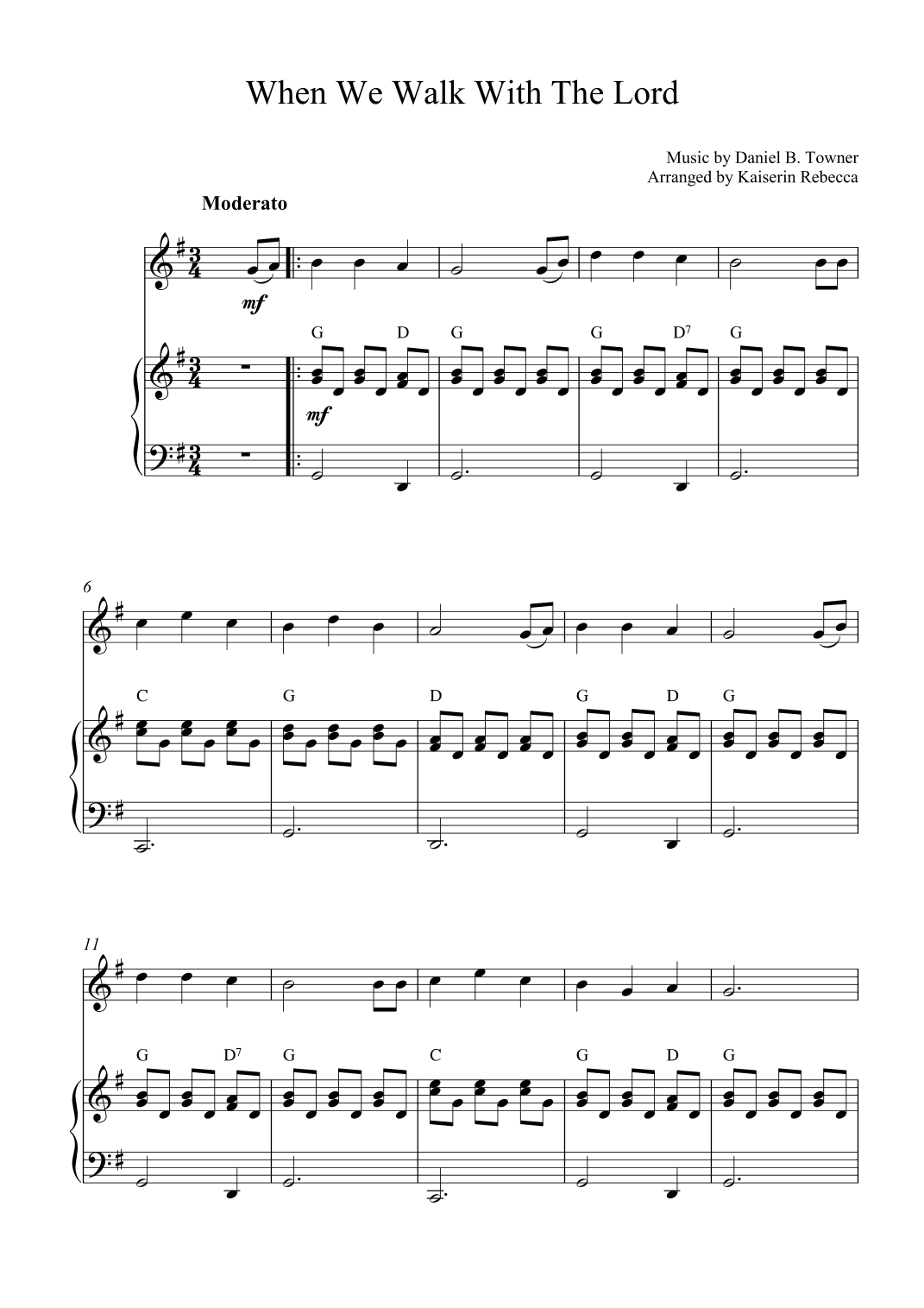 When We Walk With The Lord (arr. Kaiserin Rebecca)