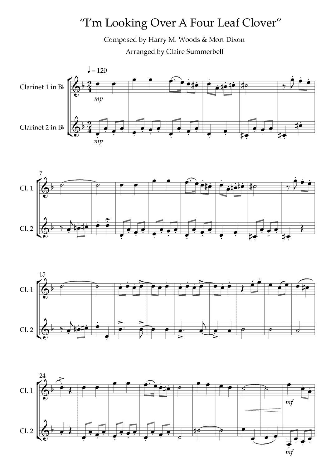 I'm Looking Over A Four Leaf Clover (arr. Claire Summerbell)