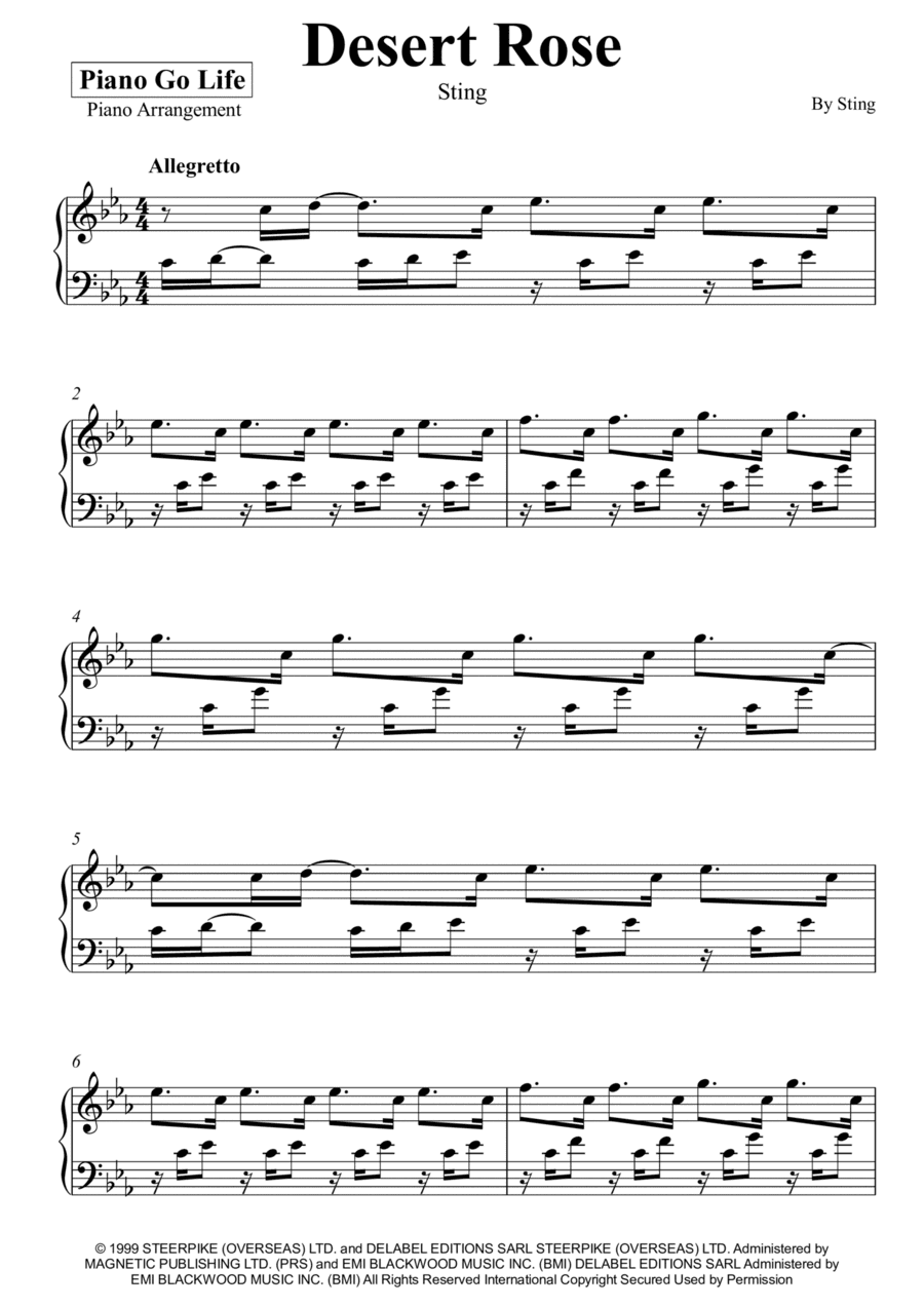 Desert Rose (arr. Piano Go Life)