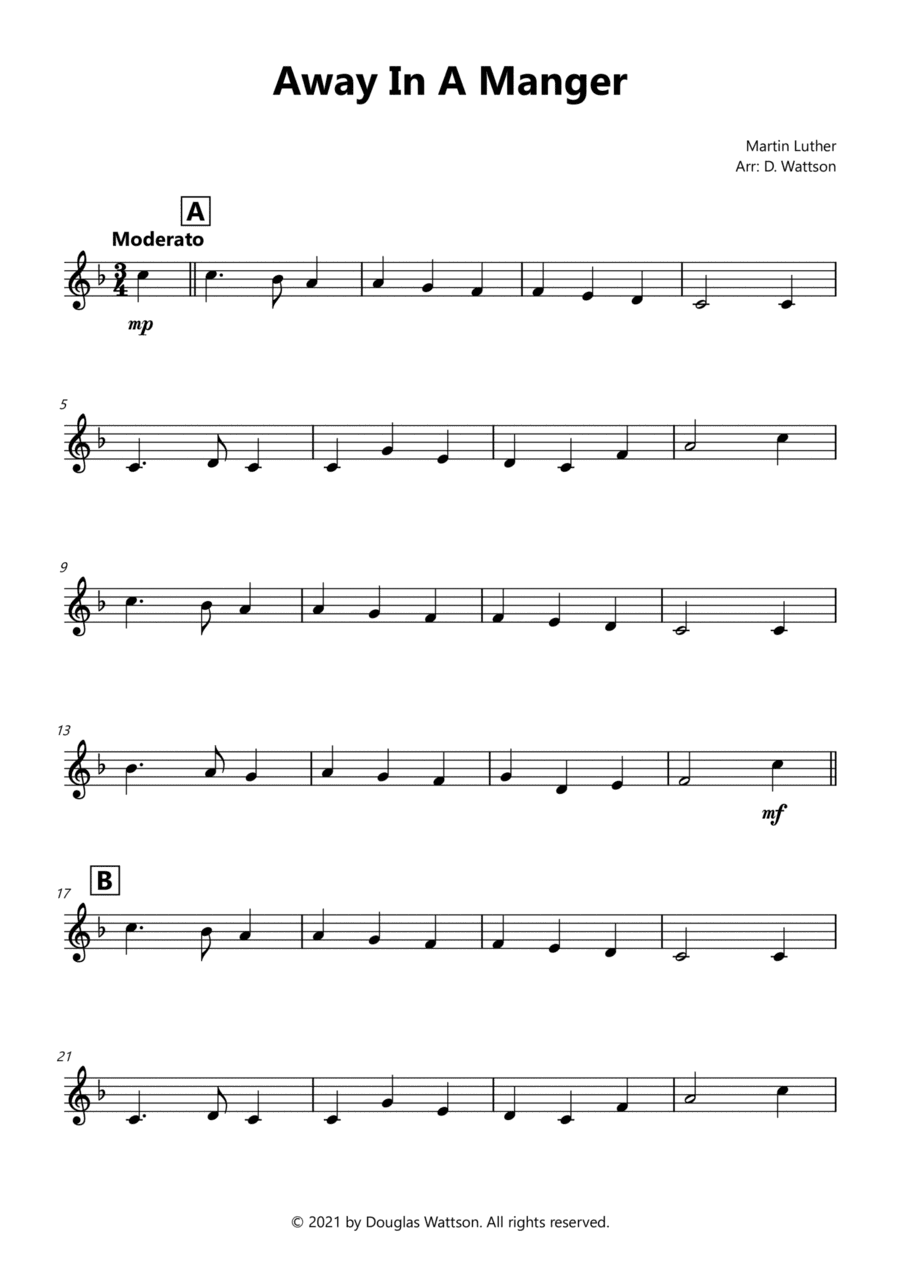 Away In A Manger (arr. Douglas Wattson)