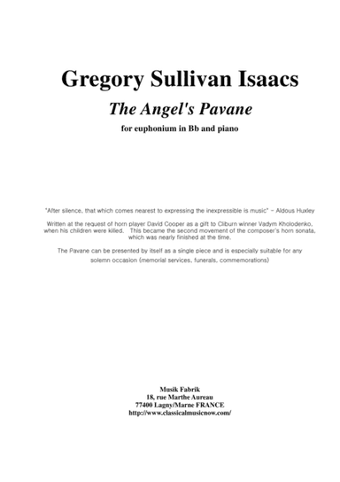 Gregory Sullivan Isaacs:  The Angel's Pavanne for Bb euphonium (baritone) and piano