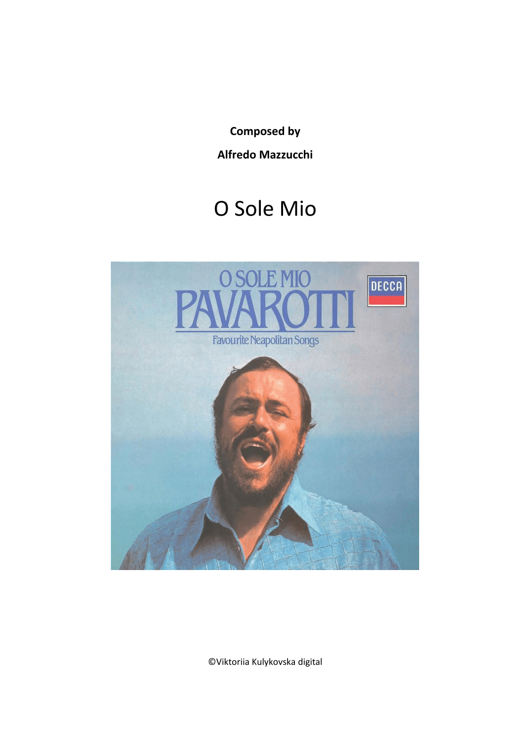 O Sole Mio (arr.& Adapt) (arr. Viktoriia Kulykovska)