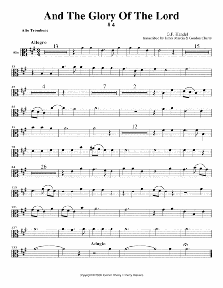 Messiah Choruses Complete Parts for Trombone Section (arr. James Marcia, Gordon Cherry)