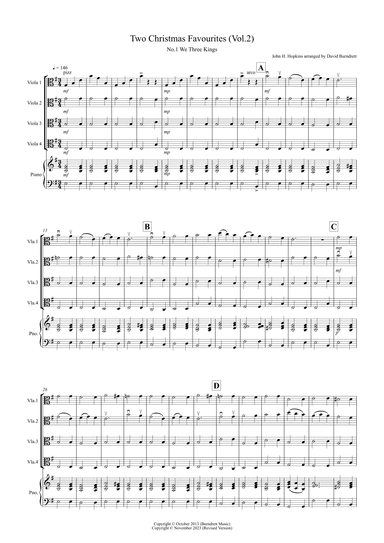 2 Christmas Favourites for Viola Quartet (volume two) (arr. David Burndrett)