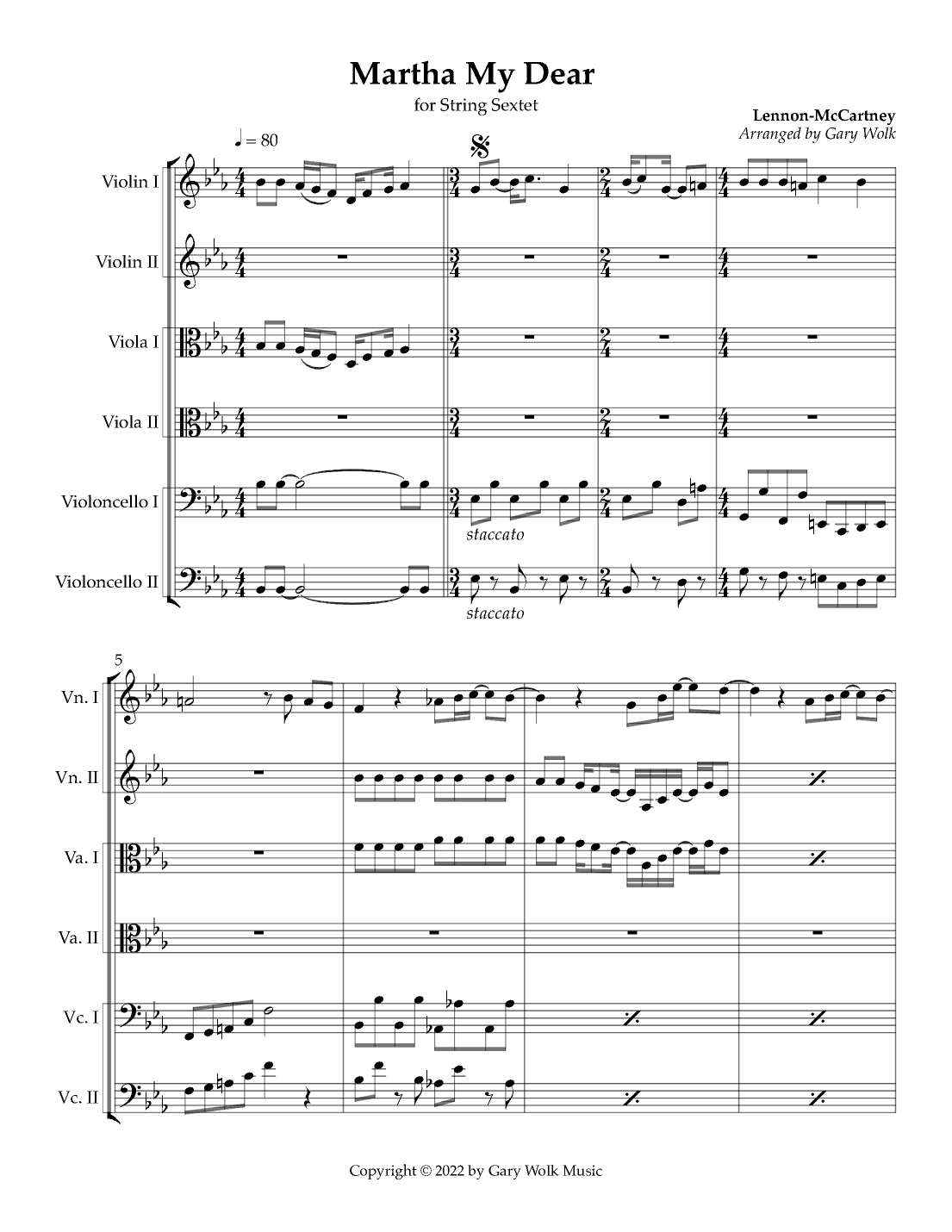 Martha My Dear (arr. Gary Wolk)