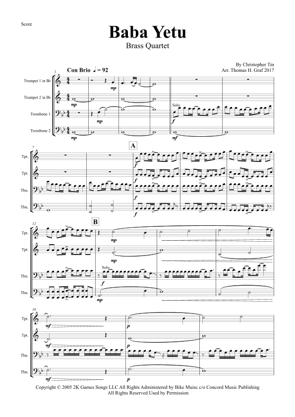 Baba Yetu (arr. Thomas Graf)