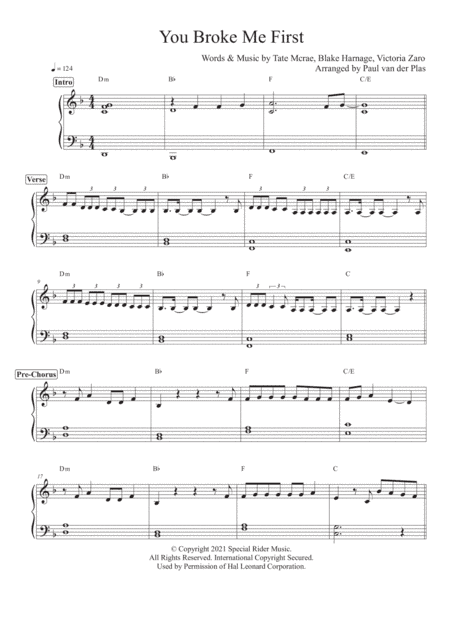 You Broke Me First (arr. Paul van der Plas)