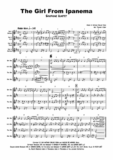 The Girl From Ipanema (Garota De Ipanema) (arr. Thomas H. Graf)