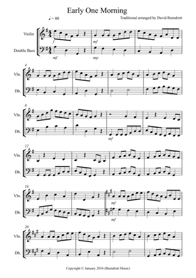 Early One Morning for Violin and Double Bass Duet (arr. David Burndrett)