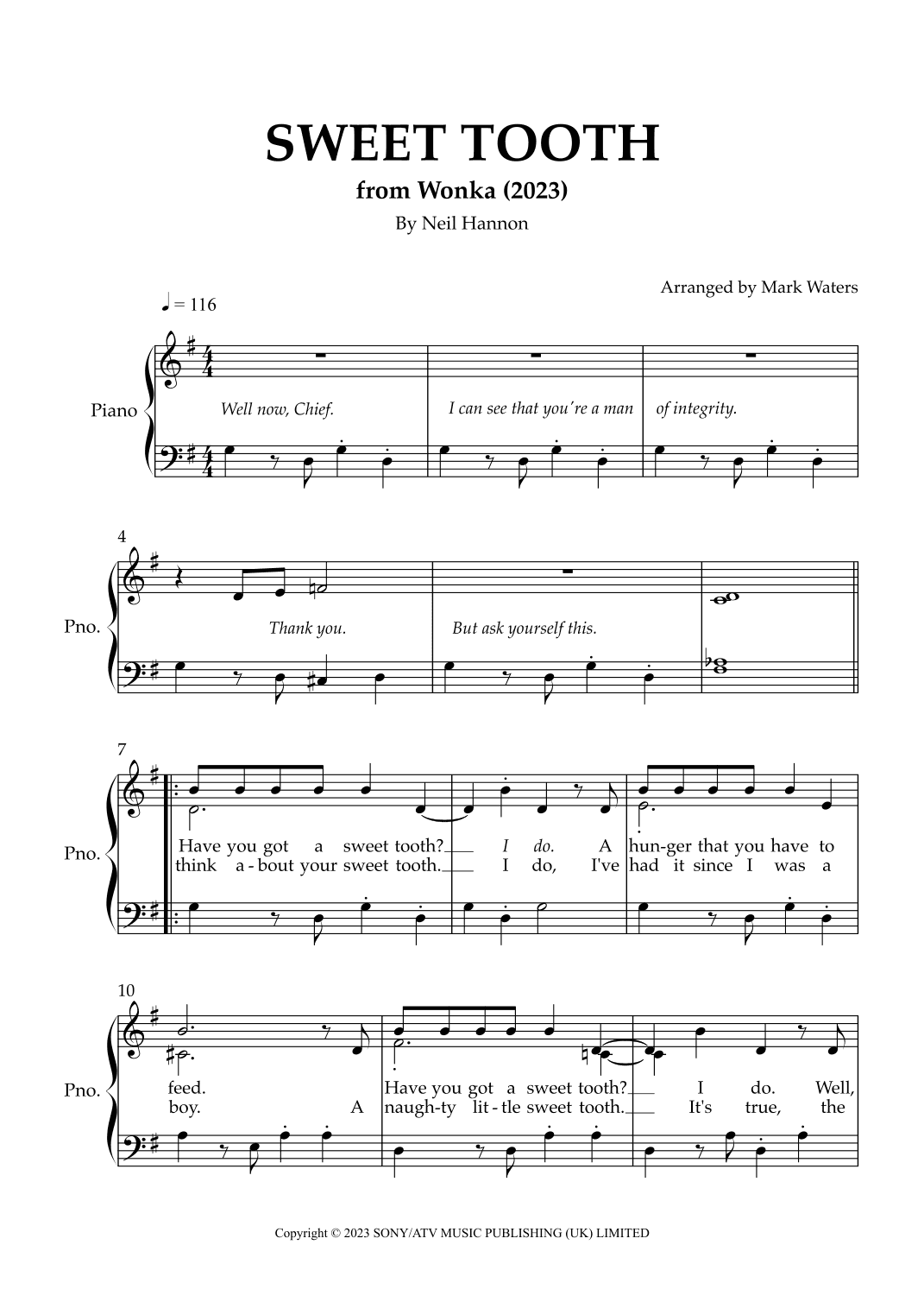 Sweet Tooth (arr. Mark Waters)