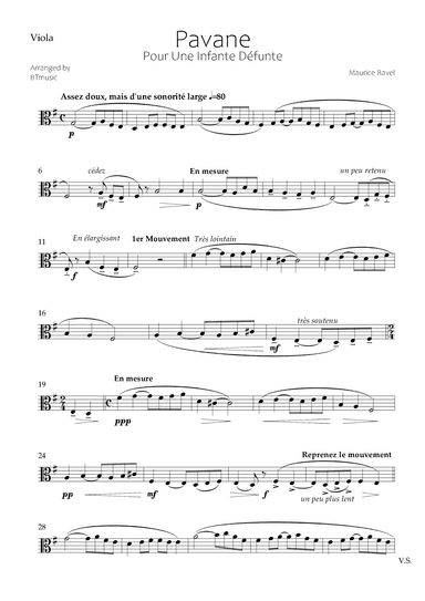 Pavane pour une Infante Défunte - Viola (arr. BTmusic)