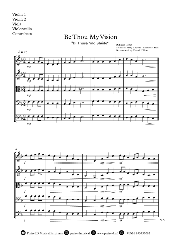 Be Thou My Vision - "Bí Thusa 'mo Shúile" - Easy String Quartet (arr. Daniel H Rosa)