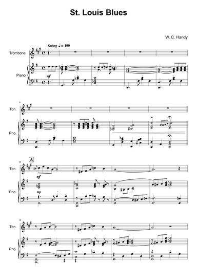 St. Louis Blues - Trombone (treble clef) (arr. Kacie J. Rickells)