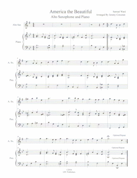America the Beautiful Alto Saxophone Solo and Piano (arr. Jeremy Corcoran)