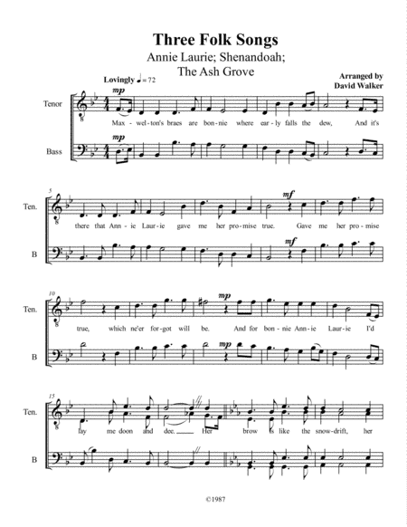 Three Folk Songs (arr. David Walker)
