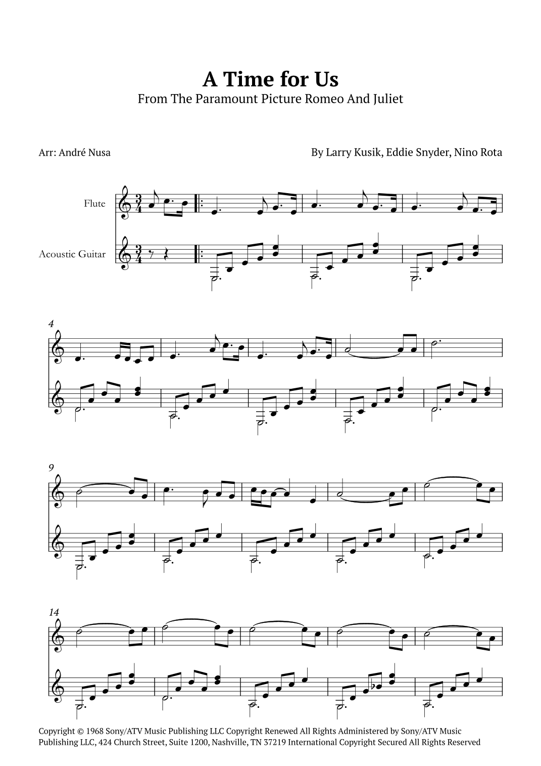 A Time For Us (love Theme) (arr. André Nusa)