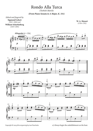 Rondo alla turk (Turkish march) (arr. Sigmund Lebert (1821-1884) and William Scharfenberg (1819-1895).)