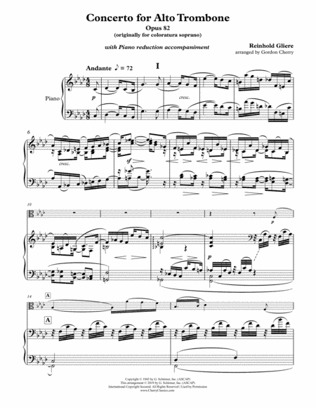Concerto for Alto Trombone with Piano accompaniment reduction (arr. Cherry, Gordon)