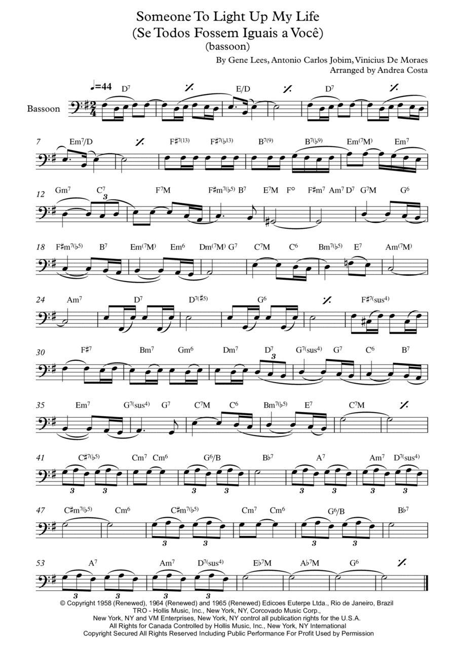 Someone To Light Up My Life (se Todos Fossem Iguais A Voce) (arr. Andrea Costa)