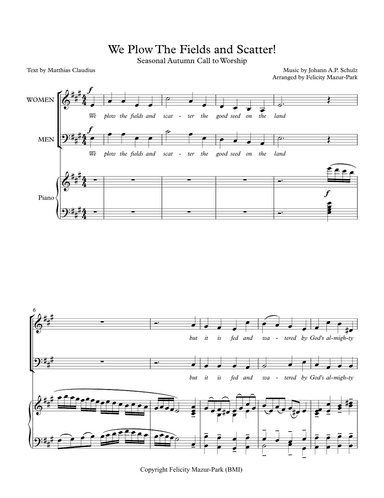 We Plow the Fields (arr. Felicity Mazur-Park)