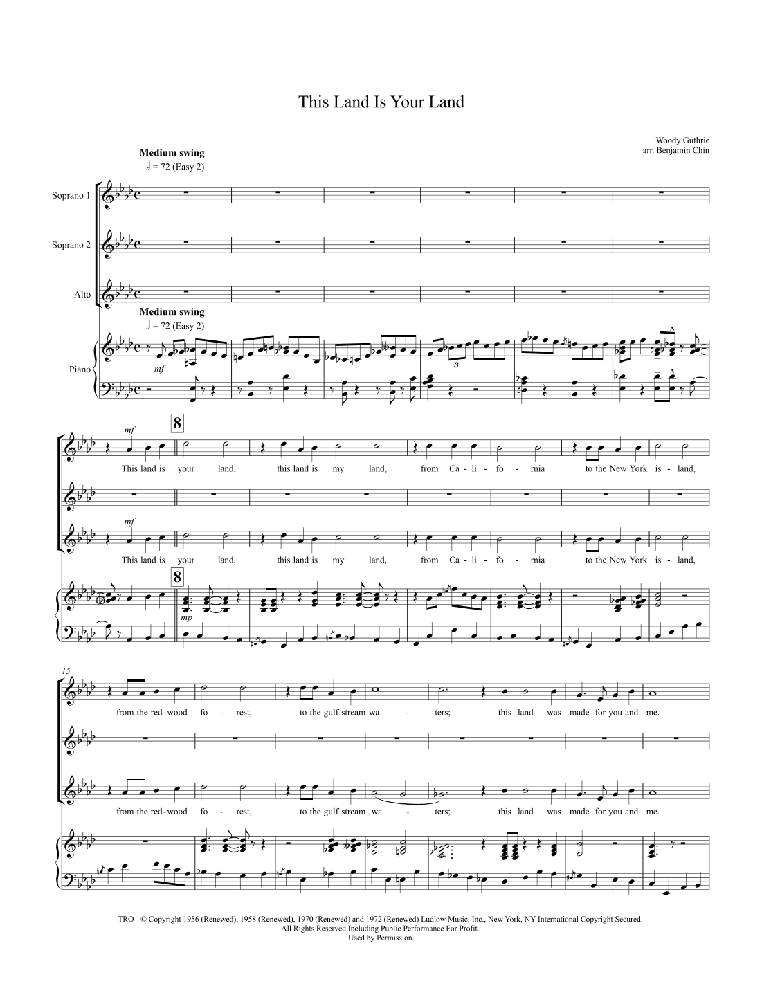 This Land Is Your Land (arr. Benjamin Chin)