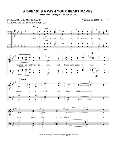 A Dream Is A Wish Your Heart Makes (arr. Tom Gentry)