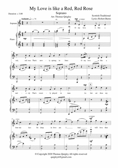 My Love is Like a Red, Red Rose (arr. Thomas Quigley)