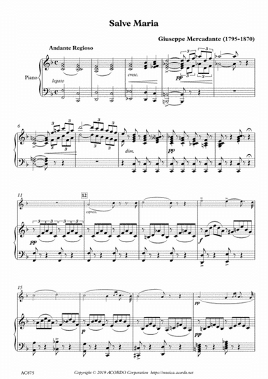 Salve Maria for Viola & Piano (arr. M. Kamada)