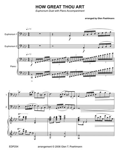 HOW GREAT THOU ART - Euphonium (Trombone) Duet with Piano Accompaniment (arr. Glen Poehlmann)
