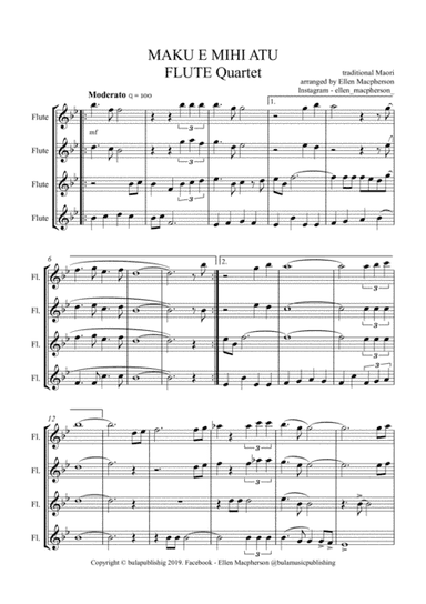 Flute Quartet - "Maku e mihi atu" (arr. Ellen Macpherson)