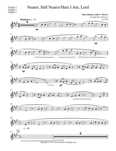 Nearer, Still Nearer, and Here I Am, Lord - violin1 (arr. Alva J Lee)