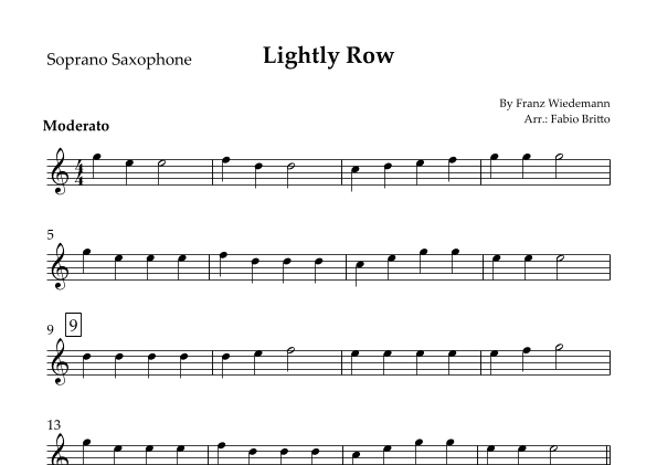 Lightly Row for Soprano Saxophone Solo (arr. Fabio Britto)