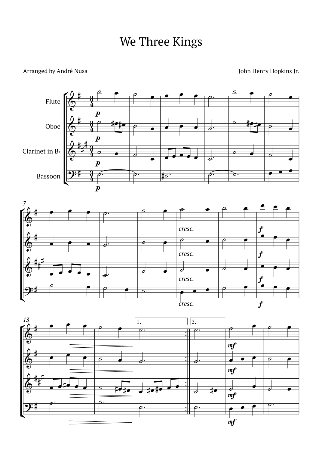 We Three Kings (arr. André Nusa)