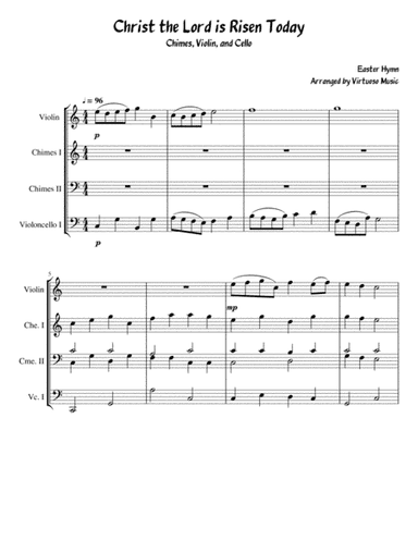 Easter Hymn Christ the Lord is Risen Today for Chimes, Violin, and Cello (Easy/Intermediate Arrangem (arr. Virtuoso Music)