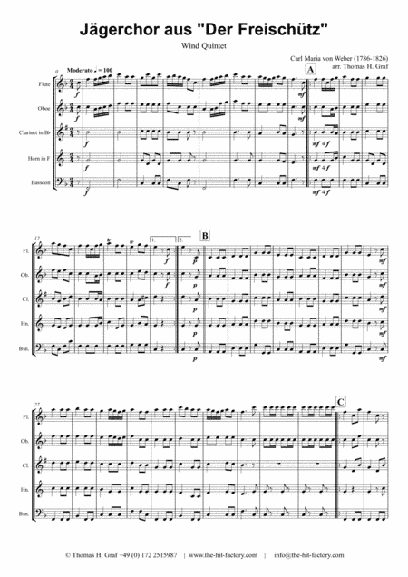 Jaegerchor - Der Freischuetz C.M.Weber - Wind Quintet (arr. Thomas H. Graf)