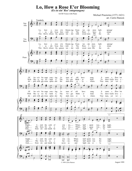 Lo, How a Rose E'er Blooming (SATB) (arr. Curtis Hanson)