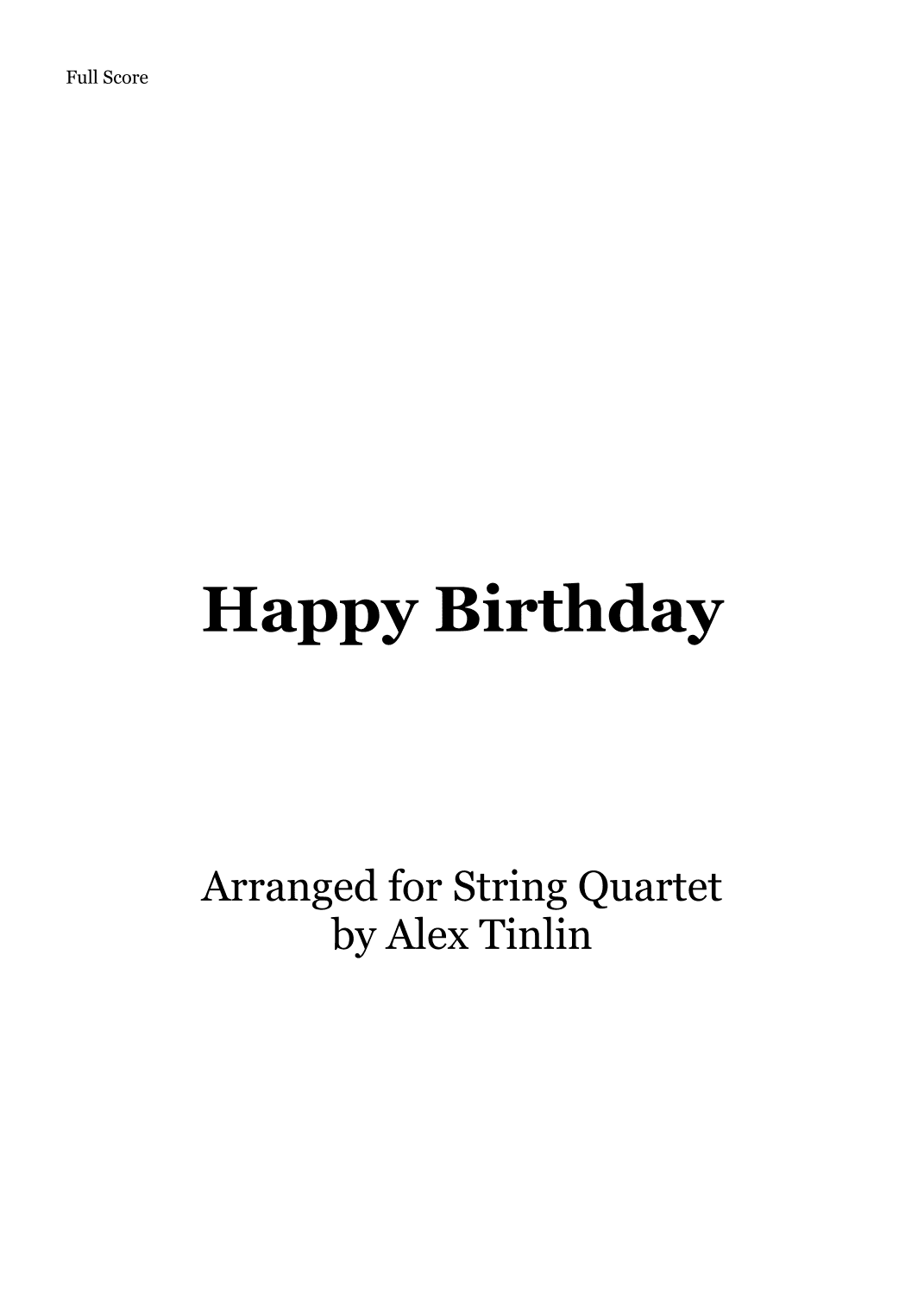 Happy Birthday (arr. Alex Tinlin)