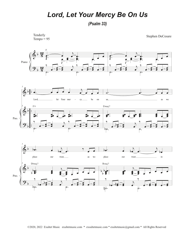 Lord, Let Your Mercy Be On Us (Psalm 33) (Unison choir - Low Key)